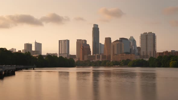 Austin, Texas, USA downtown skyline on the Colorado