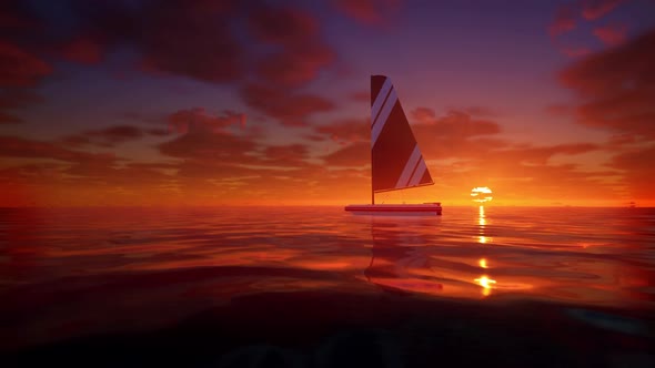 Lonely Boat At Sea looped HD