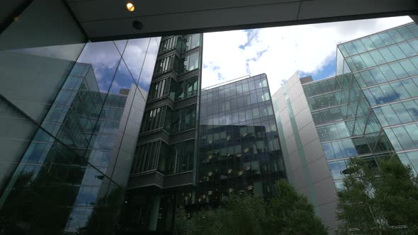 Low angle view of glass buildings