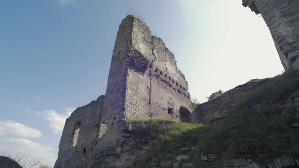 Low angle view of stone walls