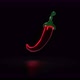 Glowing red bell pepper with reflections on a black background. Neon chilli pepper sign. - VideoHive Item for Sale