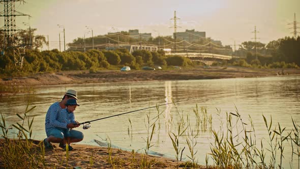 A Father and His Son on Fishing Together