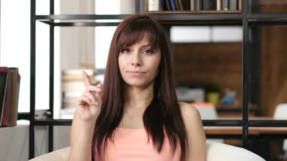 Woman Showing No by Waving fingers, Indoor Office