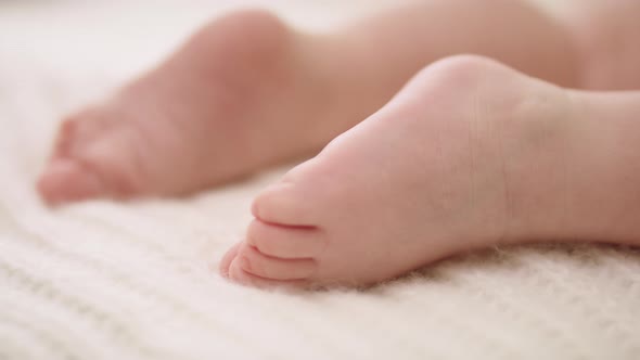 Close Up Shot of Little Baby Feet. Selective Soft Focus