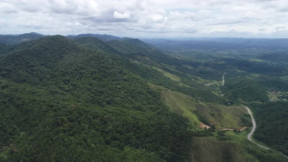 sea mountains landscape of national  highway road in Brazil.