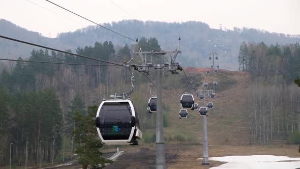 Lift Cabins in a Mountain Ski Resort