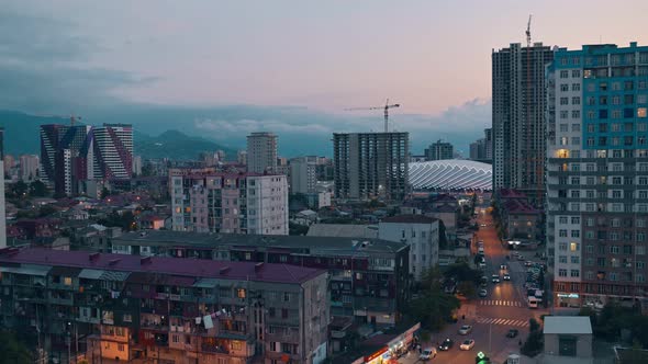 Evening Metropolis with Highrises