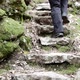 Tourist on Steep Pilgrim Path Along Stone Steps - VideoHive Item for Sale