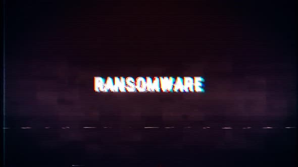 Ransomware text with glitch retro effect