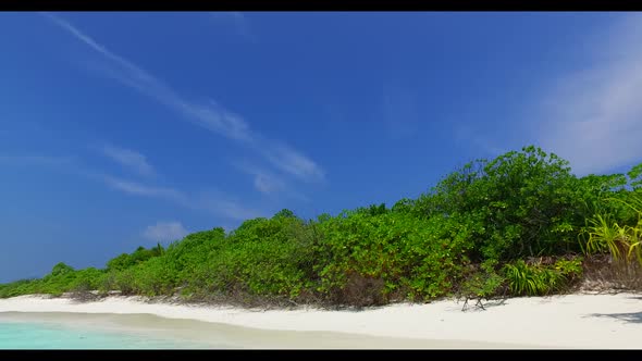 Aerial flying over tourism of beautiful tourist beach journey by blue ocean and white sand backgroun