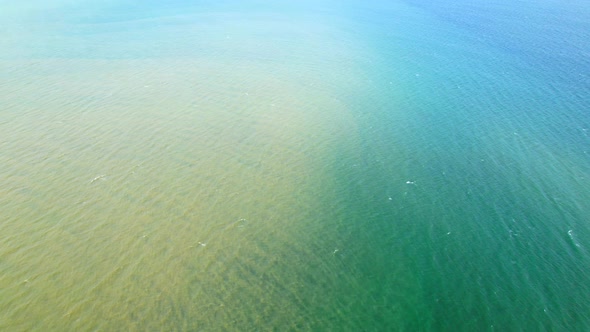 4K, Sea waves on the beautiful aerial view drone. Flight over sea.