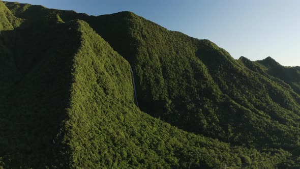 Aerial view of a mountain landscape on Azores Islands, Portugal.