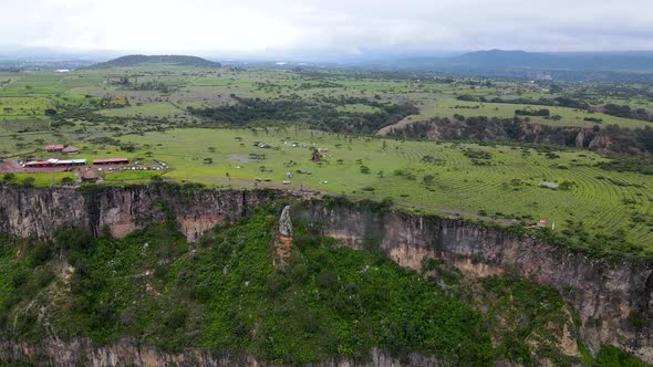 View of a camping in green a valley in Mexico