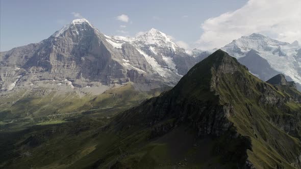 Mannlichen Mountain Flying Towards Jungfrau Switzerland 