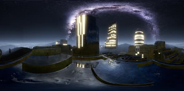 City Skyline at Night Under a Starry Sky alt