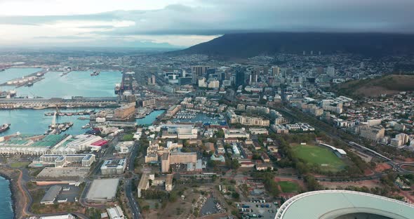 Aerial View of Cape Town Western Cape South Africa with Cape Peninsula Green Point V and A