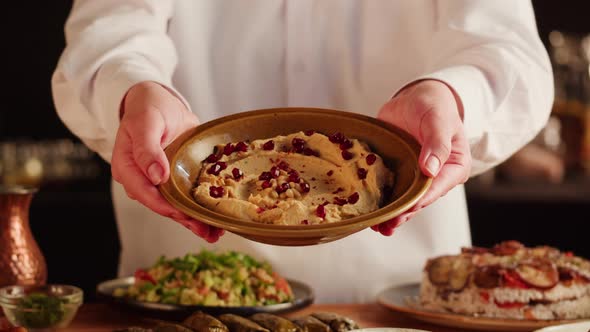 Hummus Closeup Middle Eastern National Traditional Food