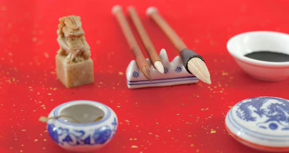 Chinese calligraphy tool, prepare for writing couplet