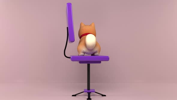 3D Cat With Chair