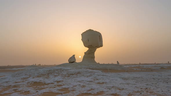 Timelapse of Chalk Rocks in the White Desert at Sunset