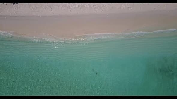 Aerial scenery of paradise lagoon beach journey by turquoise lagoon and white sand background of a d