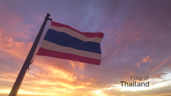 Thailand Flag on a Flagpole V3
