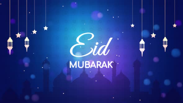 Ramadan Eid Mubarak Background with 3D Text