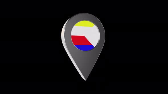 3d Animation Map Navigation Pointer With Flag Of Martin (Slovakia) With Alpha Channel - 4K