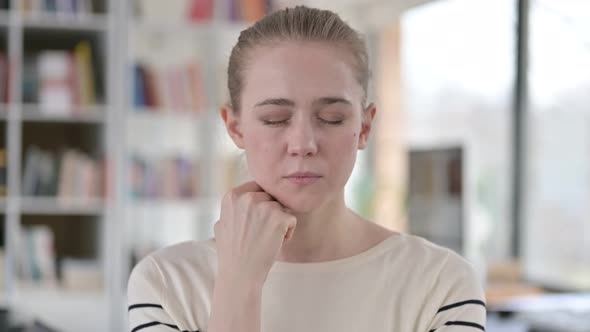 Portrait of Tired Young Woman Taking Nap, Sleeping