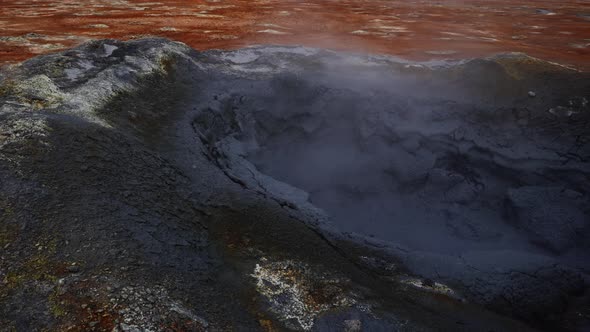 Mud Pool With Natural Steam Vents in Hverir Myvatn Geothermal Area