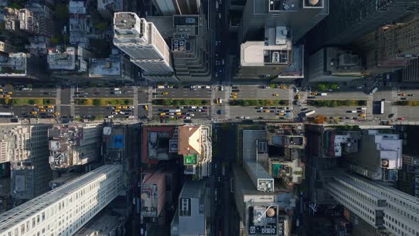 Aerial Birds Eye Overhead Top Down View of Blocks of Various Buildings in City