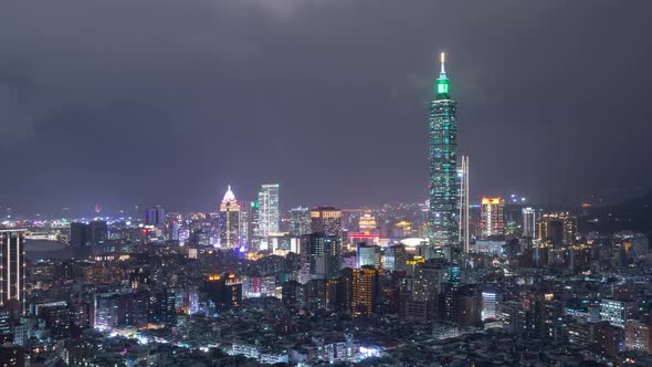 Time Lapse of low clouds above Taipei Taiwan at night