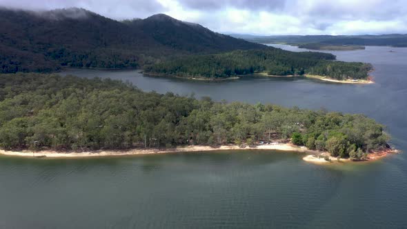 Lake Tinaroo aerial fly over in Atherton Tablelands, Queensland, Australia