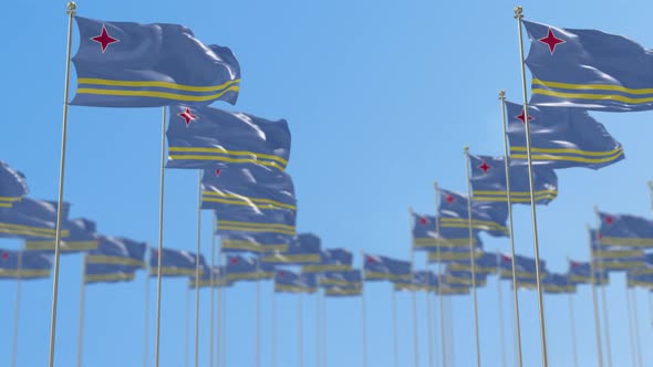 Aruba Row Of National flags Walk Throw Animation