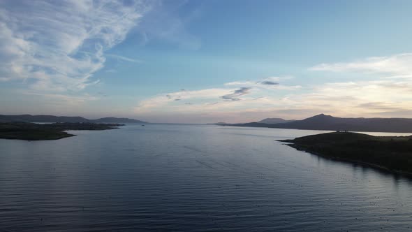 Sunset at Eagle point Ireland west Cork, drone aerial view