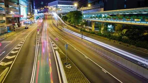 Time lapse of traffic in the road at night 