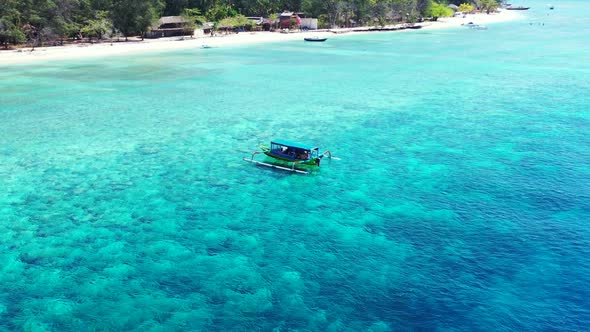 Aerial view texture of exotic resort beach trip by turquoise ocean and bright sandy background of a 