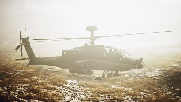 Military Helicopter in Mountains at War