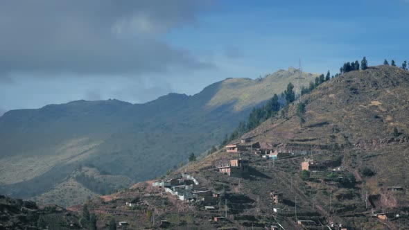 Shacks On Hillside In South America