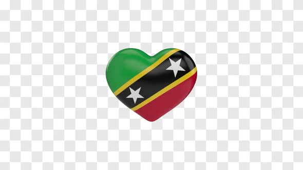 Saint Kitts and Nevis Flag on a Rotating 3D Heart