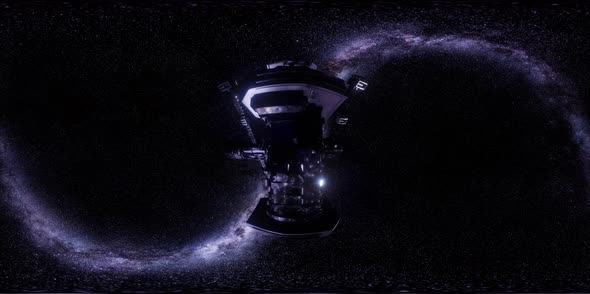 Vr 360 Futuristic Spaceship Flying in Space with Mily Way alt