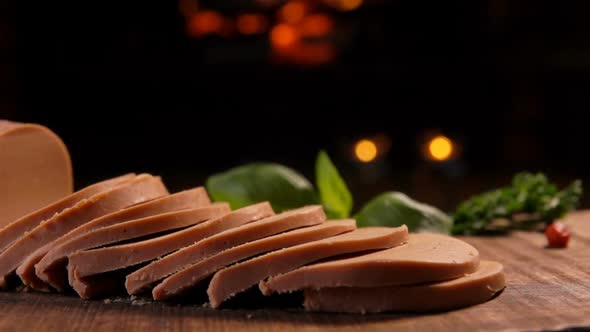 Panorama of Chopped Foie Gras on a Wooden Board