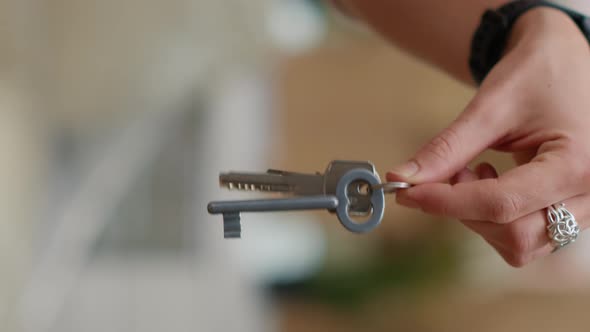 Vertical Video Happy Life Partners Having Apartment Keys After Buying First Home