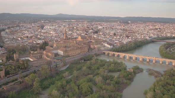 Aerial view of Cordoba and a river