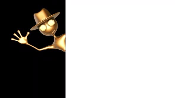 3D Gold Man Show Ads  Looped on White alt