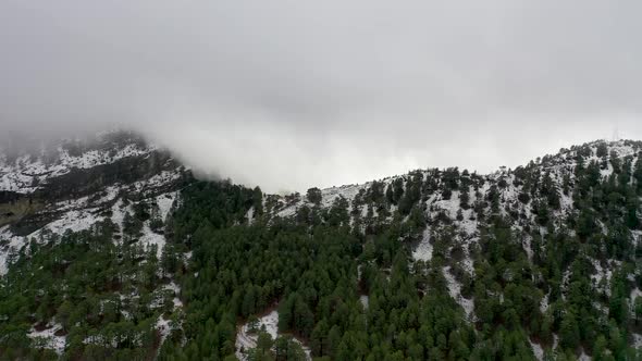 Soft Winter in the Mountains Aerial View 4 K