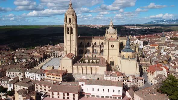 Aerial View of Segovia Cityscape Famous Tourist Destination in Castile and Leon Spain