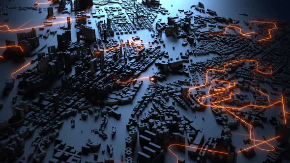 big city of big data, animation of the city