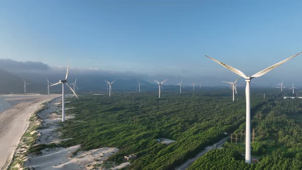 Wind Turbines in mountain during sunset