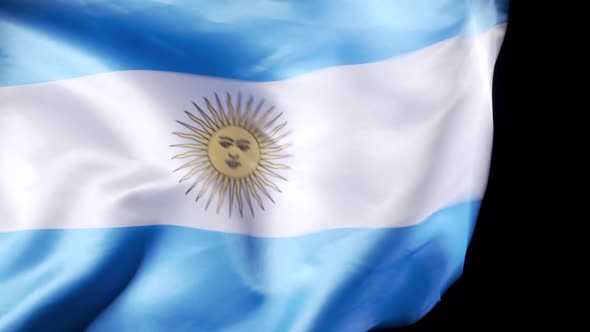 National Argentina Flag. Black background. alt